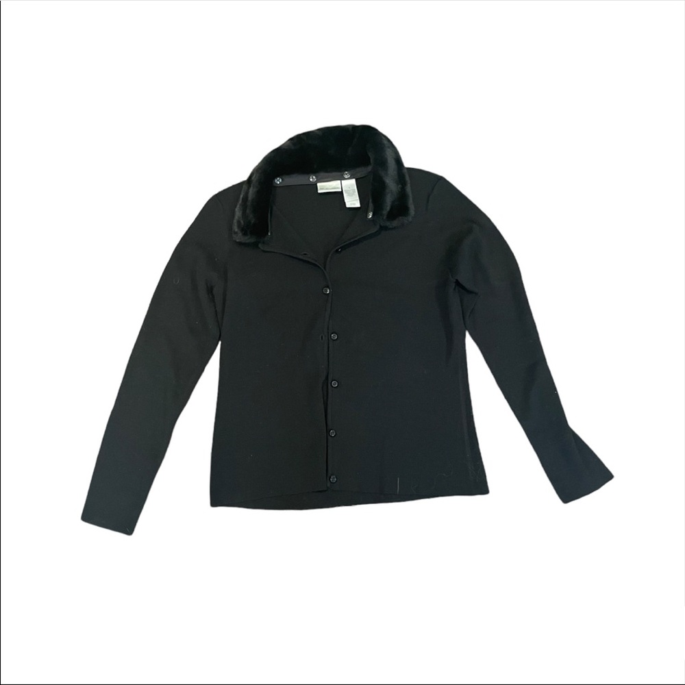 black fur trim cardigan